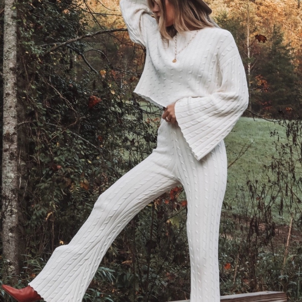 Mink pink Women's Cream Knit Pants & Jumpsuit